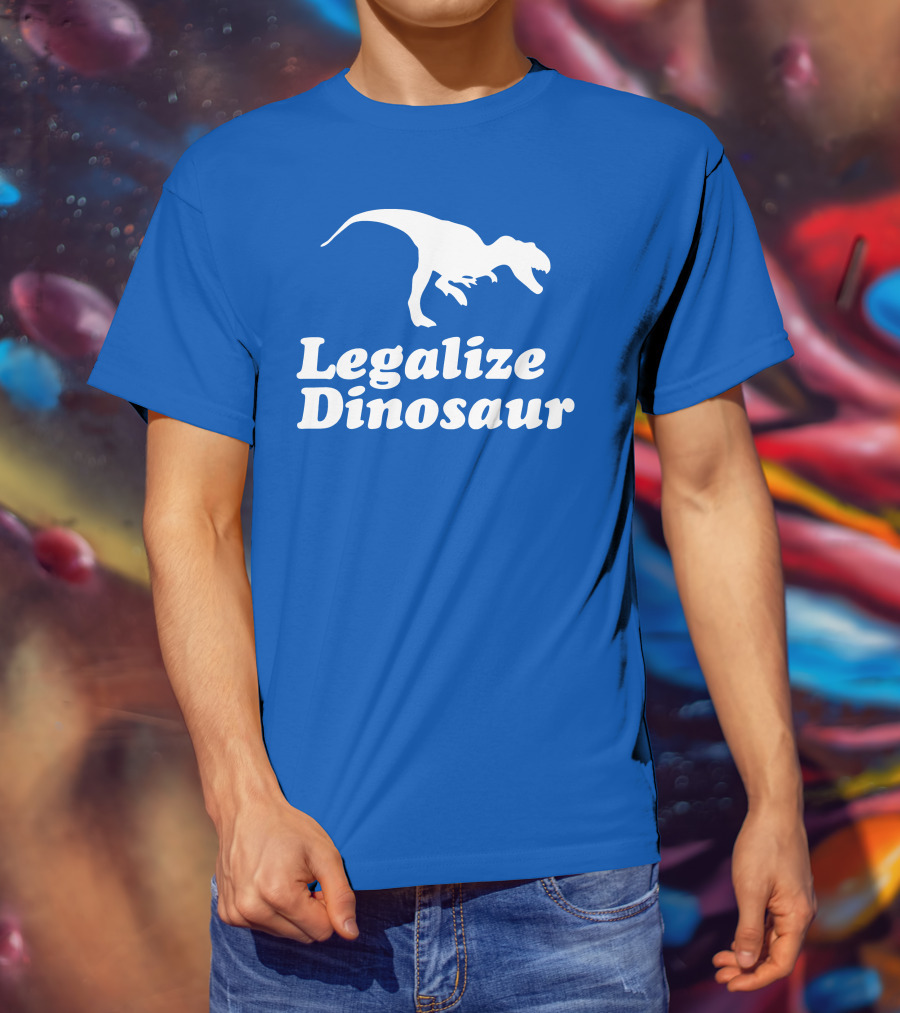 Legalize Dinosaur T-Rex Silhouette On Blue T-Shirt