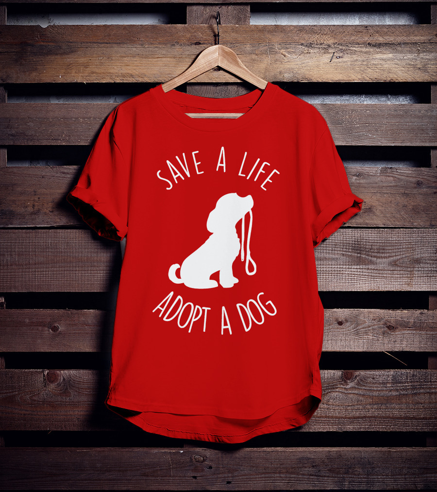 Save A Life Adopt A Dog Silhouette With Leash T-Shirt
