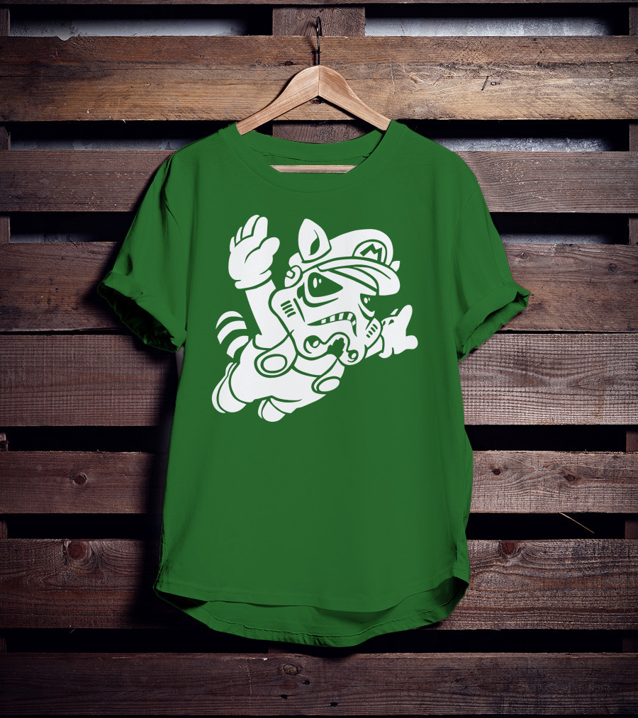 Tanooki Trooper Mashup M Helmet Raccoon Tail T-Shirt