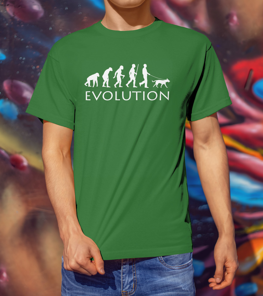 Evolution Human Dog Walker Progression Steps T-Shirt