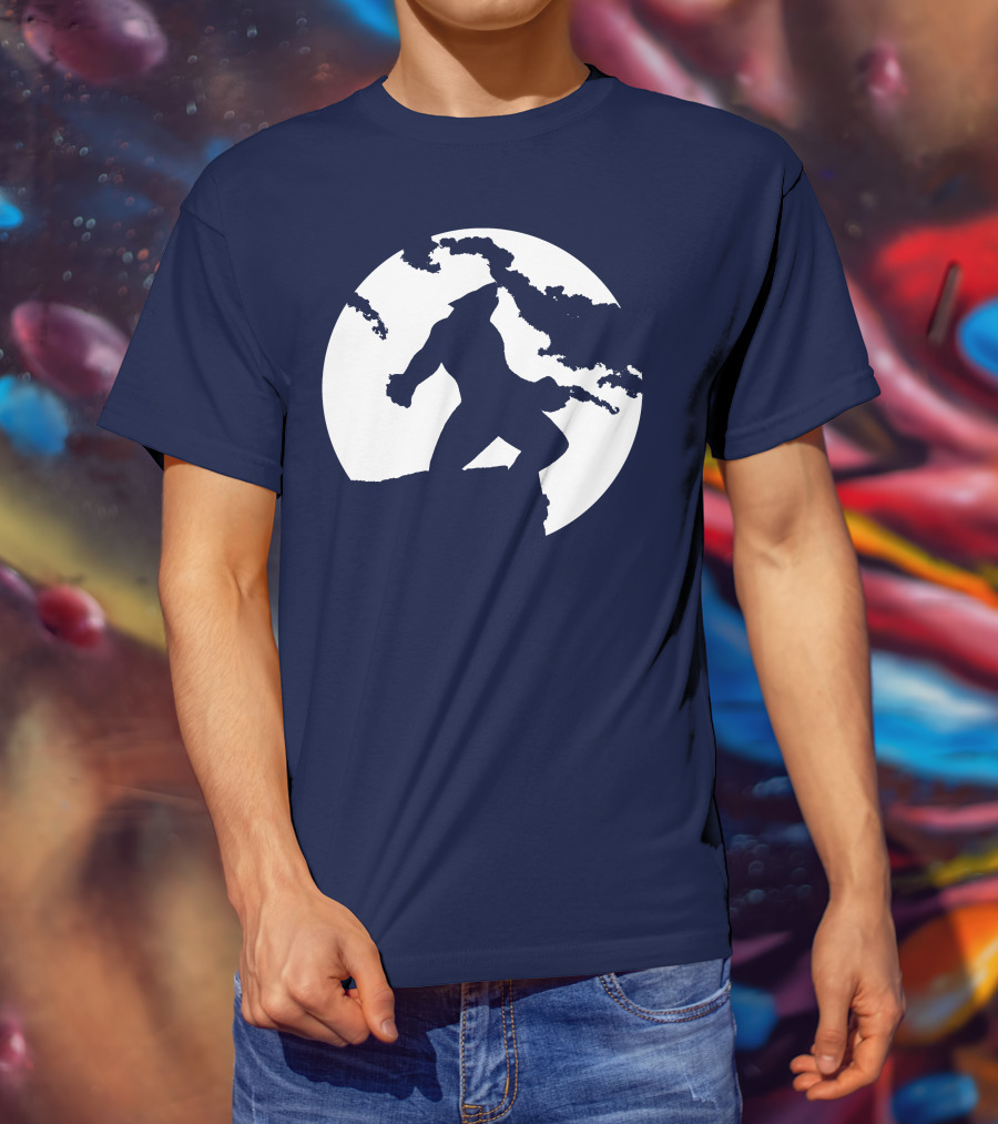 Wolf Standing Boldly Against The Moon Edge T-Shirt