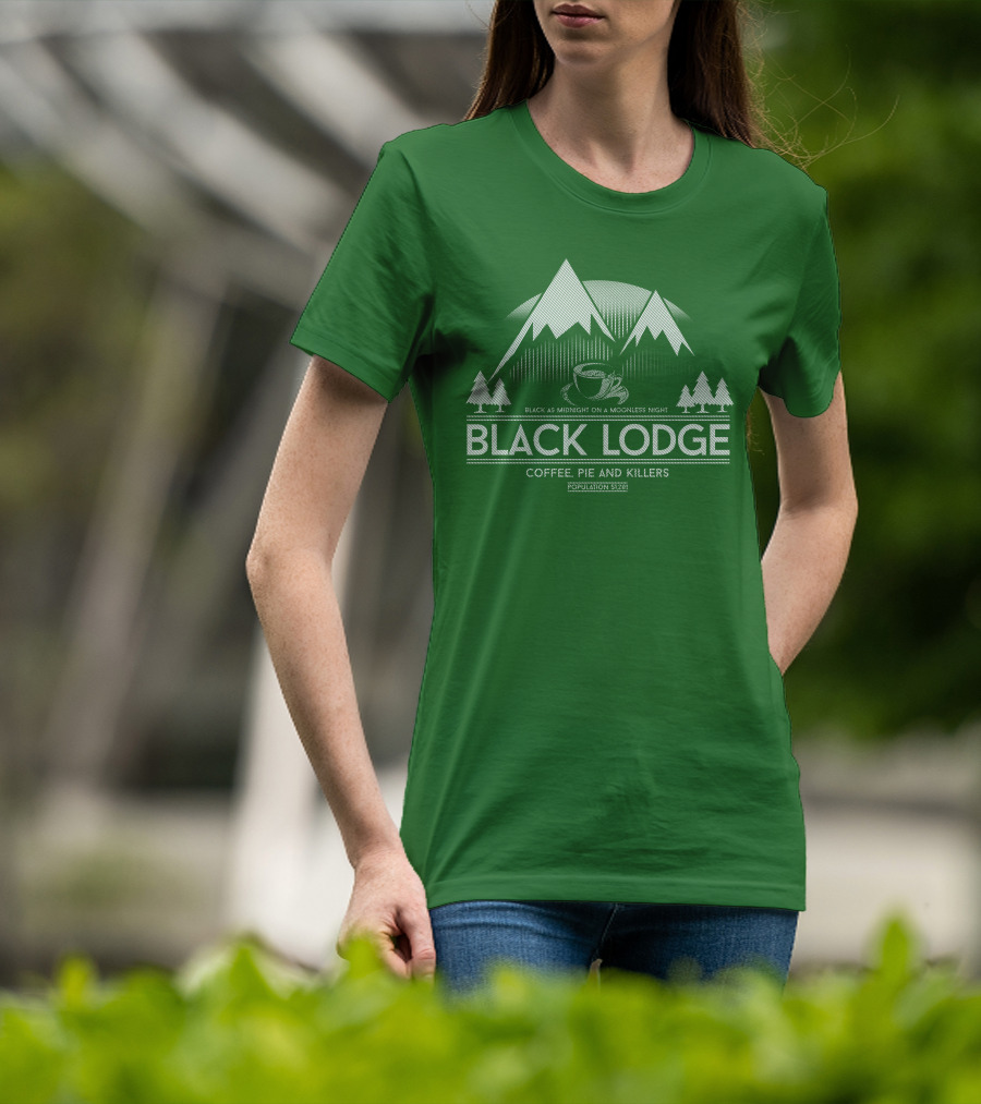 Black Lodge Coffee Pie Killers Black As Midnight On A Moonless Night Population 51201 T-Shirt