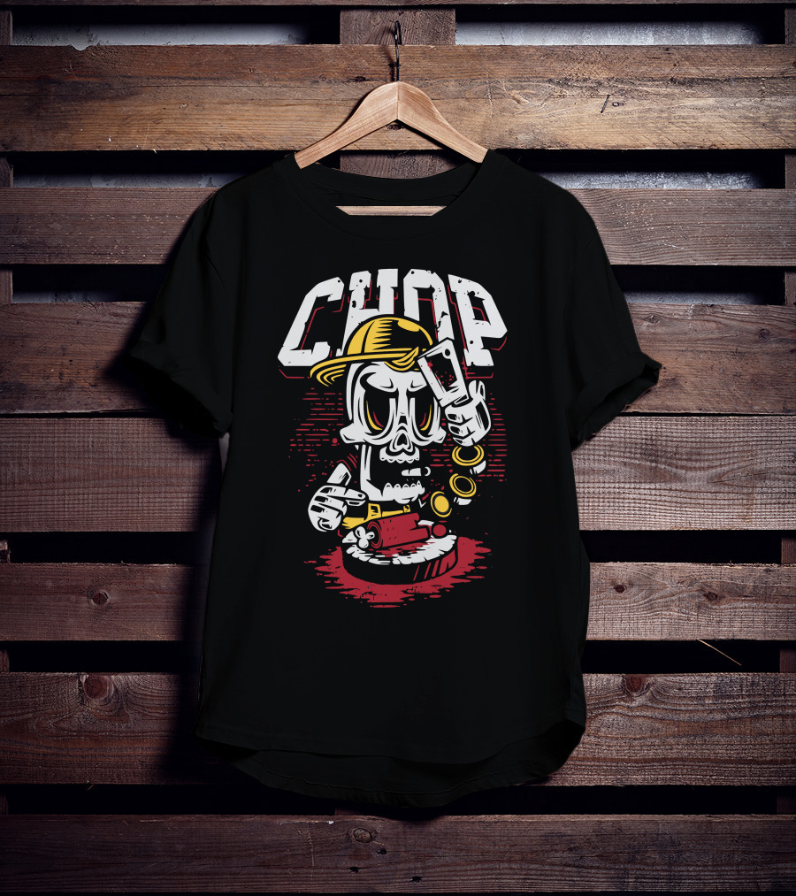 CHOP CHOP Skeleton Barber With Razor T-Shirt