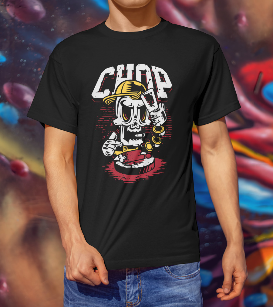CHOP CHOP Skeleton Barber With Razor T-Shirt