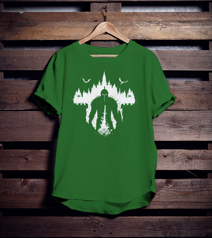Warrior Soul Medieval Knight Silhouette With Sword And Castle In Background T-Shirt