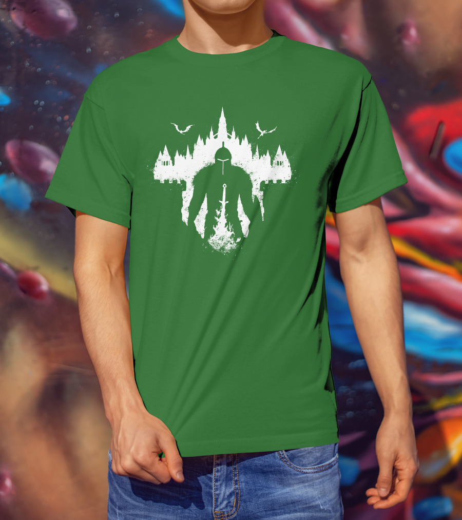 Warrior Soul Medieval Knight Silhouette With Sword And Castle In Background T-Shirt