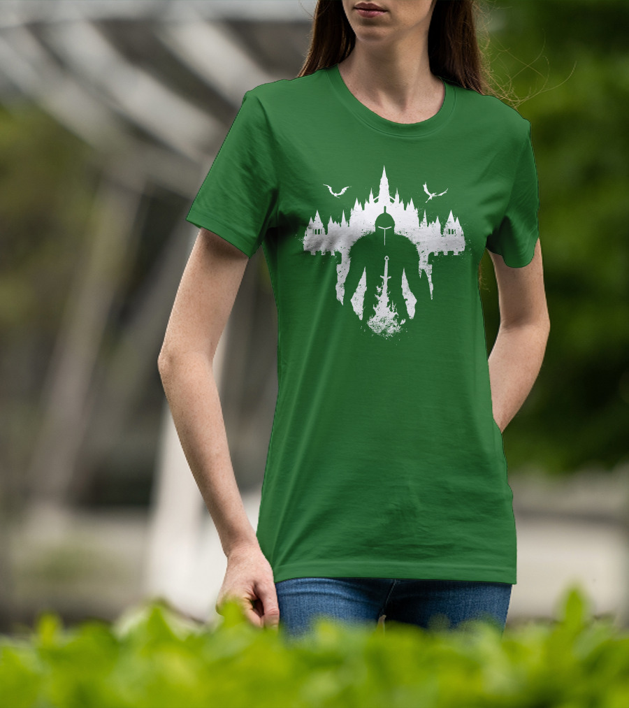 Warrior Soul Medieval Knight Silhouette With Sword And Castle In Background T-Shirt