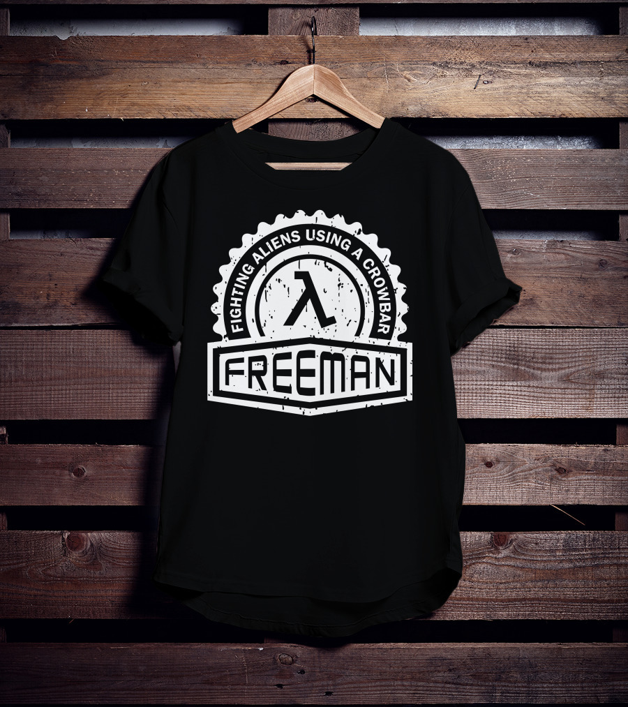 Lambda Crest Series Fighting Aliens Using A Crowbar Freeman T-Shirt