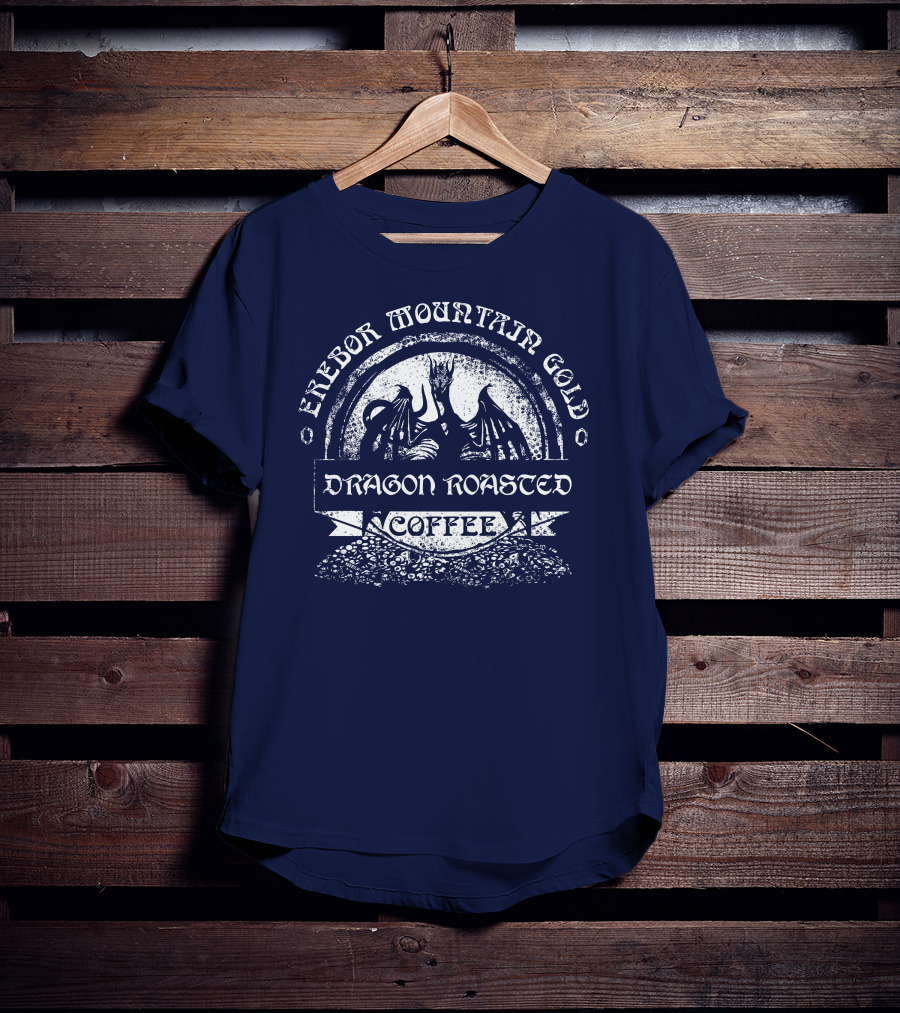 Erebor Mountain Gold Dragon Roasted Coffee T-Shirt