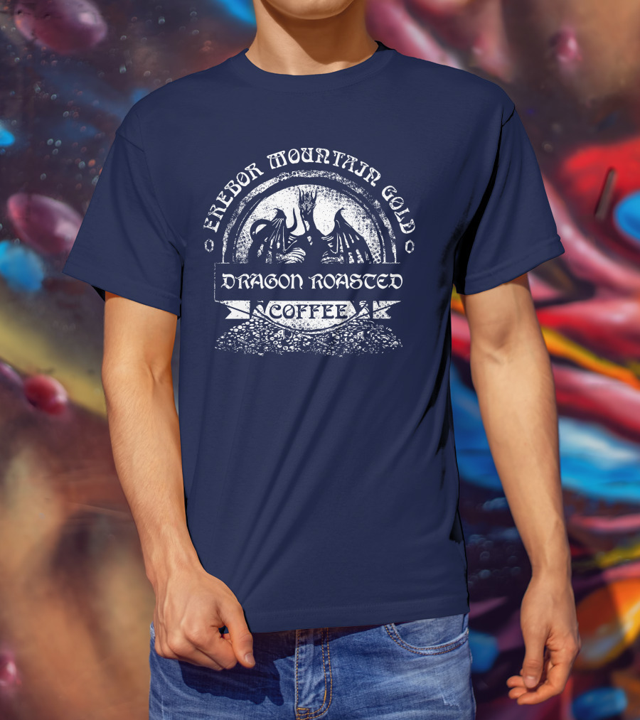 Erebor Mountain Gold Dragon Roasted Coffee T-Shirt