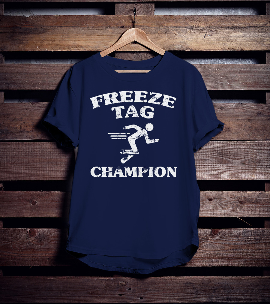 Freeze Tag Champion Retro Style Runner Vintage Text T-Shirt