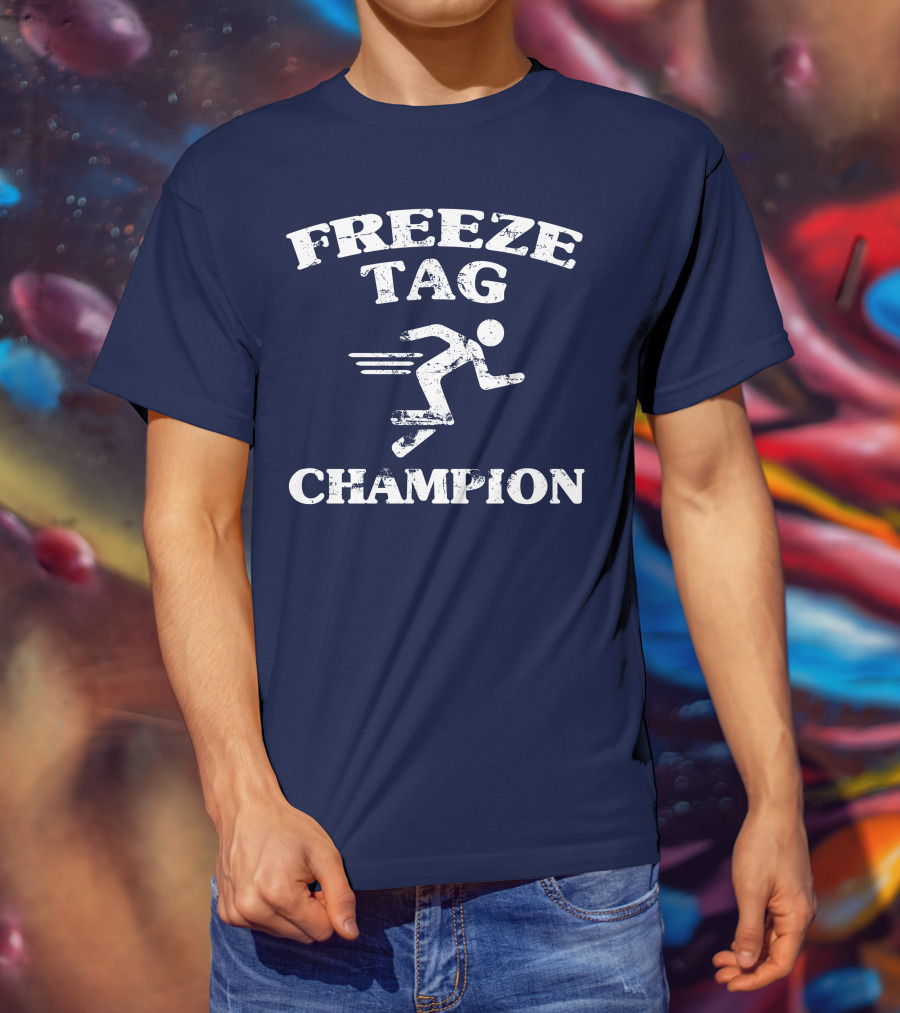 Freeze Tag Champion Retro Style Runner Vintage Text T-Shirt