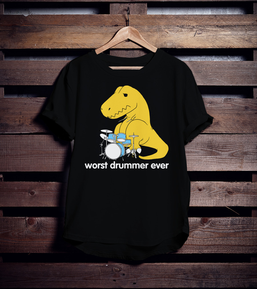 Worst Drummer Ever T-Rex With Drum Set T-Shirt