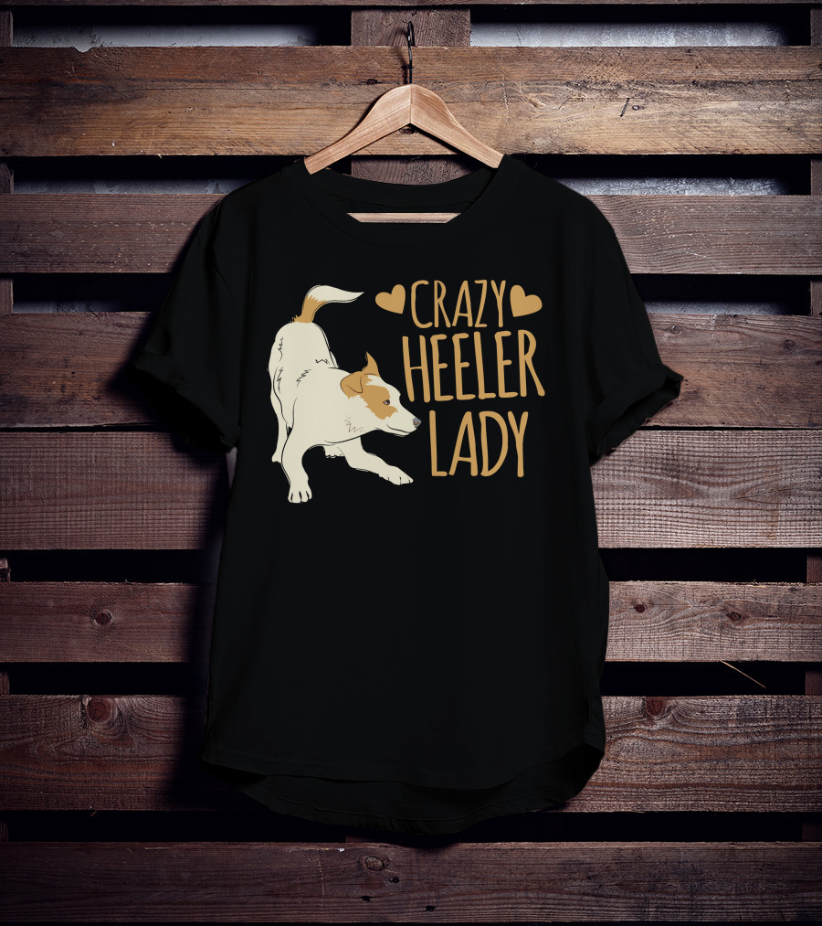 Crazy Heeler Lady With Hearts And Dog T-Shirt