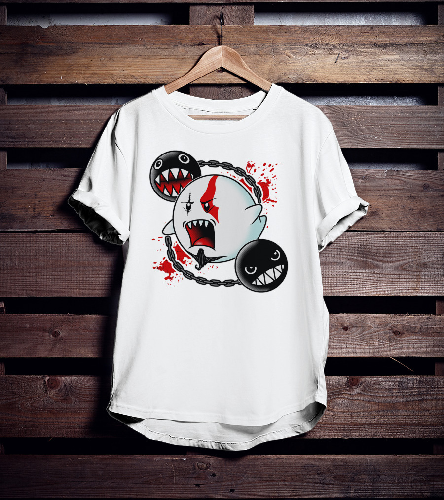 Ghost Of Sparta Boo Meets Chain Chomp Splatter T-Shirt