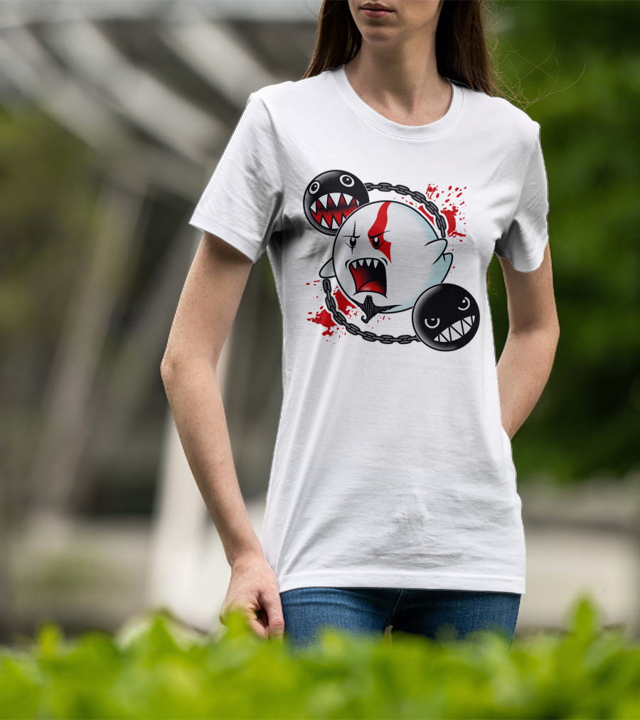 Ghost Of Sparta Boo Meets Chain Chomp Splatter T-Shirt
