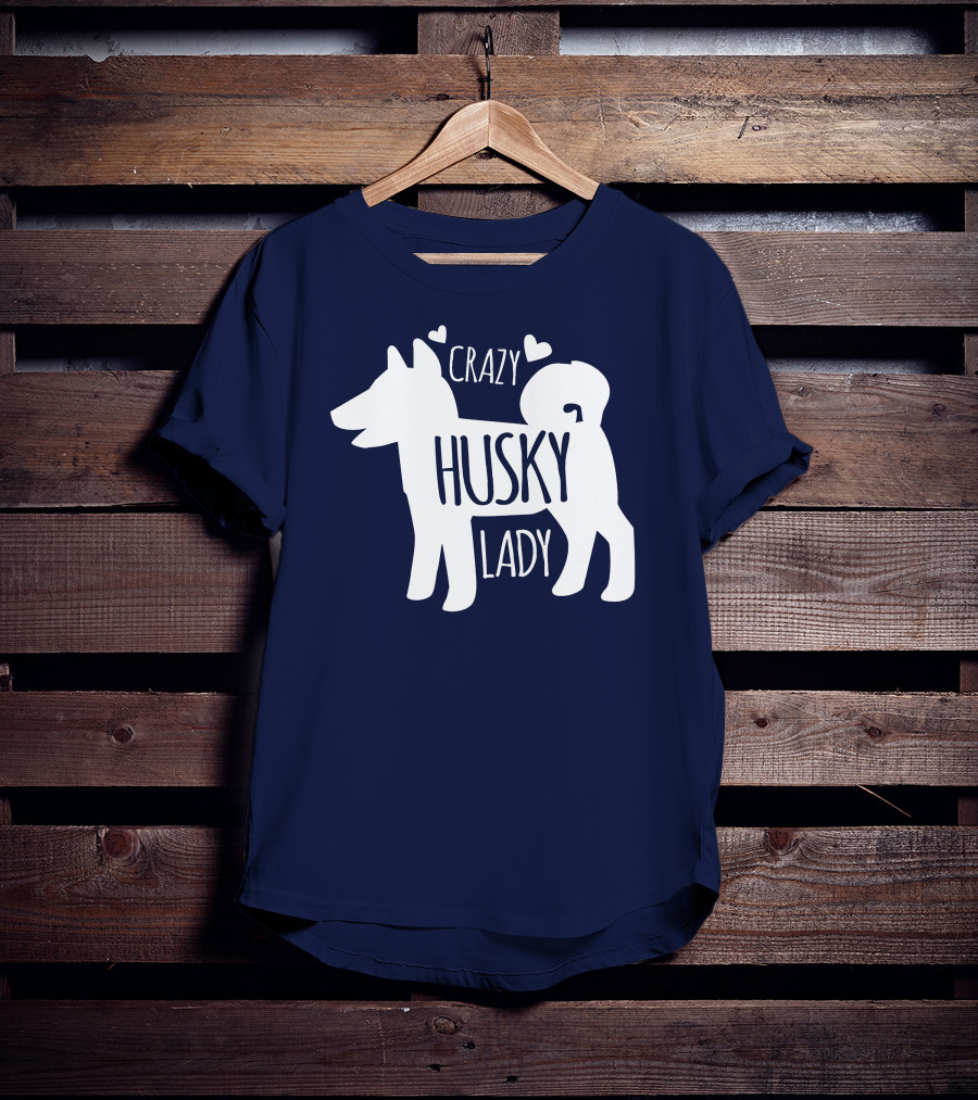 Crazy Husky Lady With Hearts Dog T-Shirt