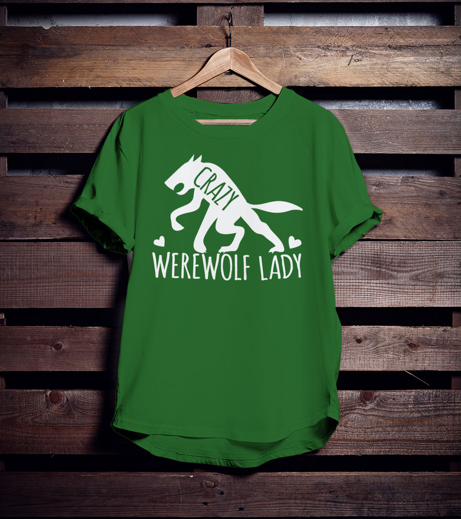 Crazy Werewolf Lady Hearts T-Shirt