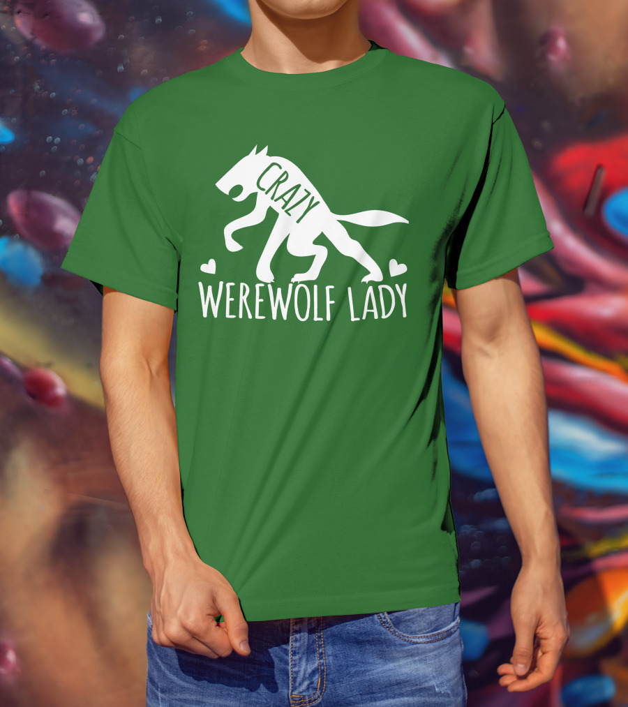 Crazy Werewolf Lady Hearts T-Shirt