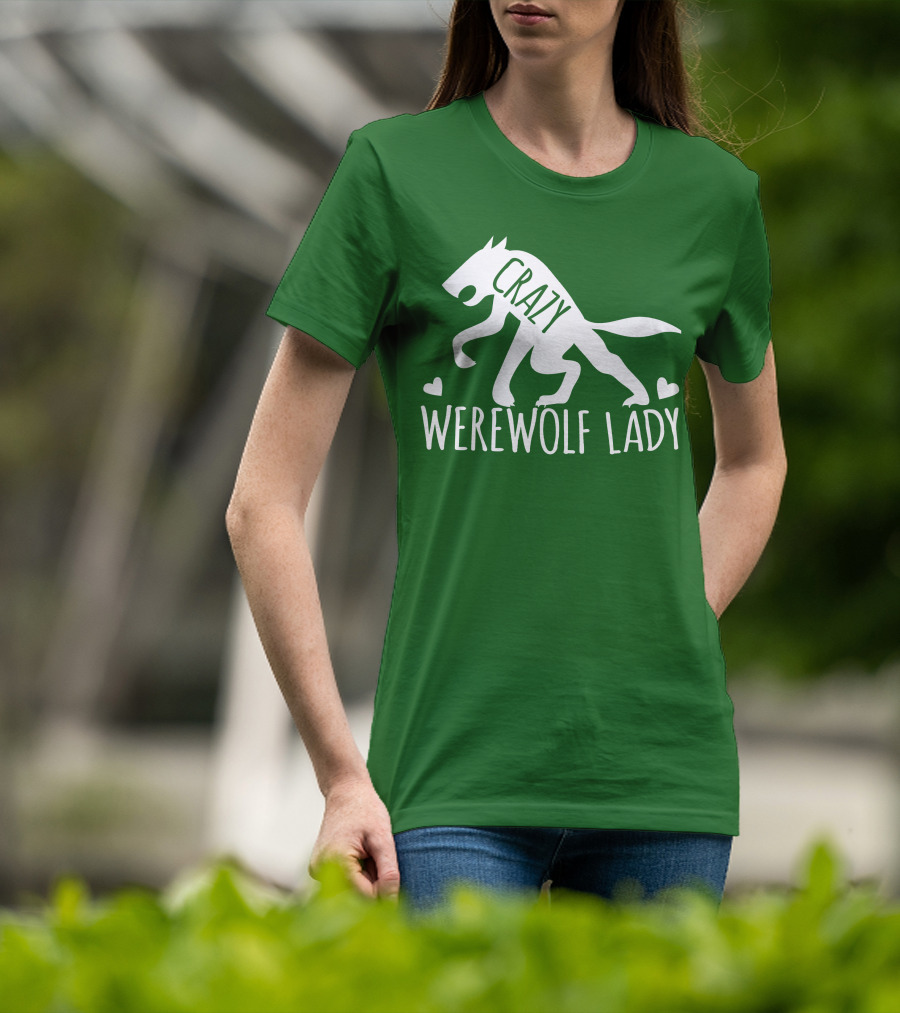 Crazy Werewolf Lady Hearts T-Shirt