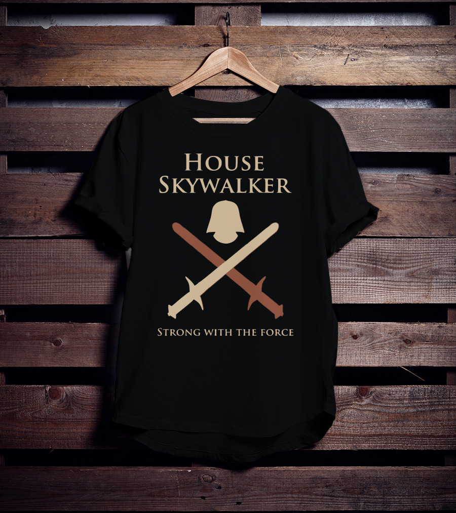 House Skywalker Strong With The Force Lightsaber Helmet Emblem T-Shirt