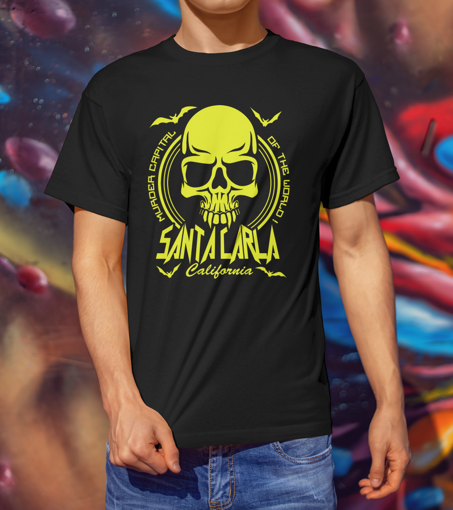 Santa Carla California Murder Capital Of The World Skull Bats T-Shirt
