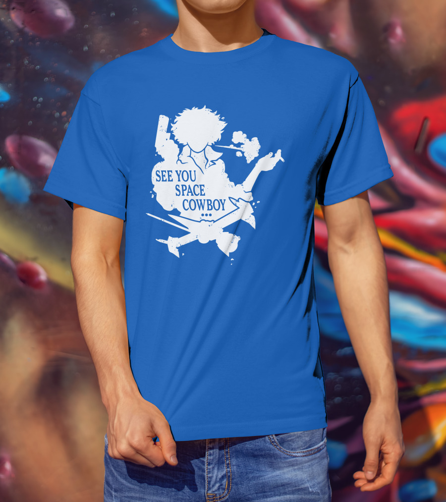 SEE YOU SPACE COWBOY Spike Silhouette Smoking Scene T-Shirt