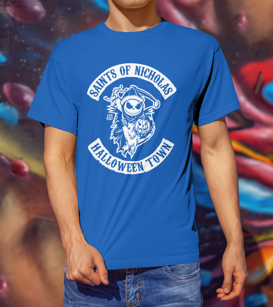 Saints Of Nicholas Halloween Town Jack Skellington Santa Crossover T-Shirt