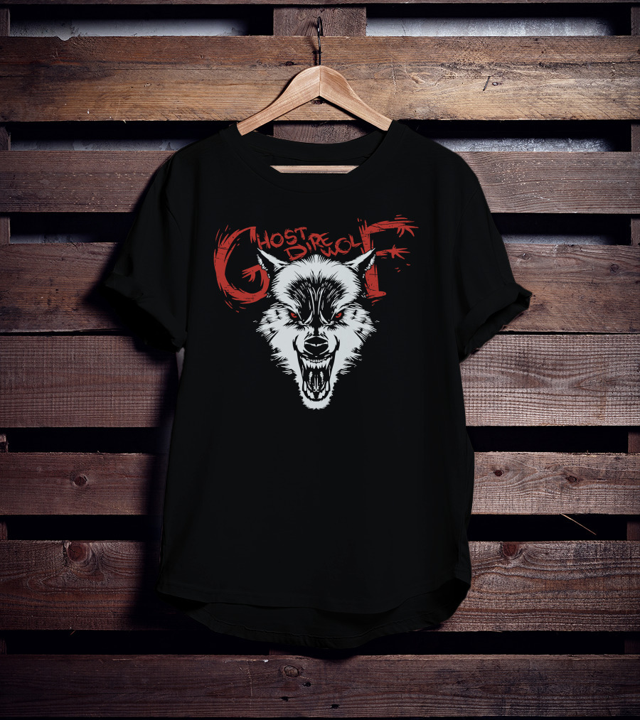 Ghost Direwolf Fierce Snarling Wolf Head T-Shirt