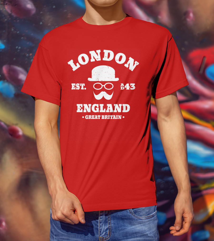 London England Est. AD 43 Great Britain Hipster Bowler Hat T-Shirt
