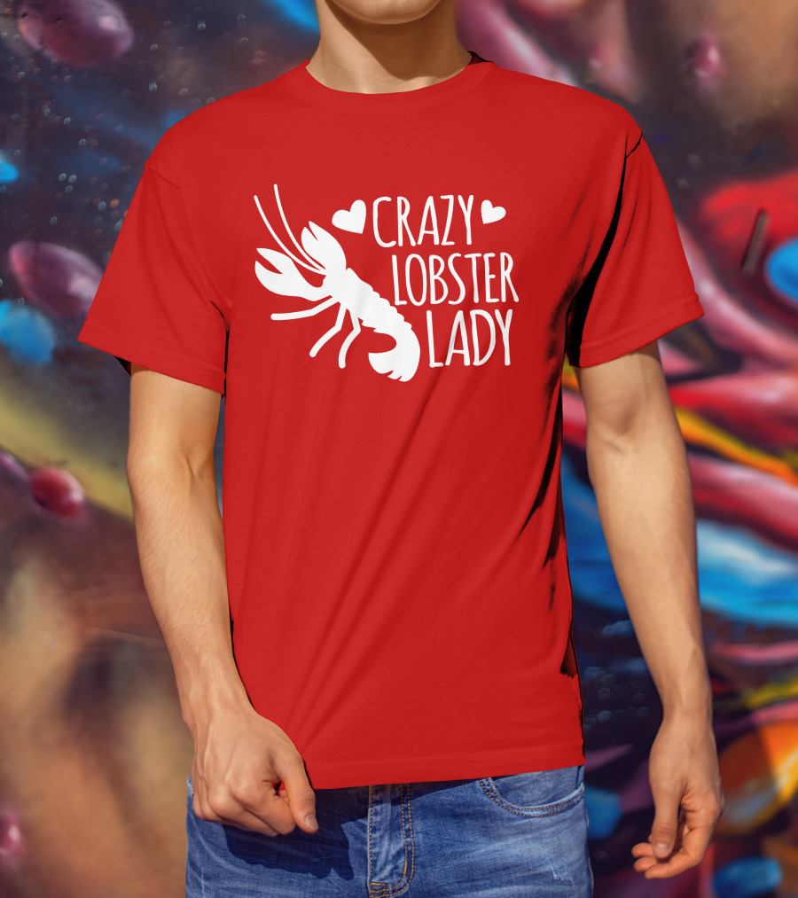 Crazy Lobster Lady With Hearts T-Shirt