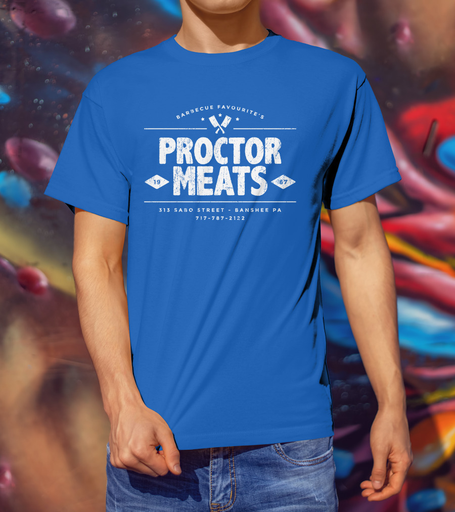 BARBECUE FAVOURITE'S PROCTOR MEATS 313 SABO STREET BANSHEE PA 717-787-2122 1967 WORN LOOK T-Shirt
