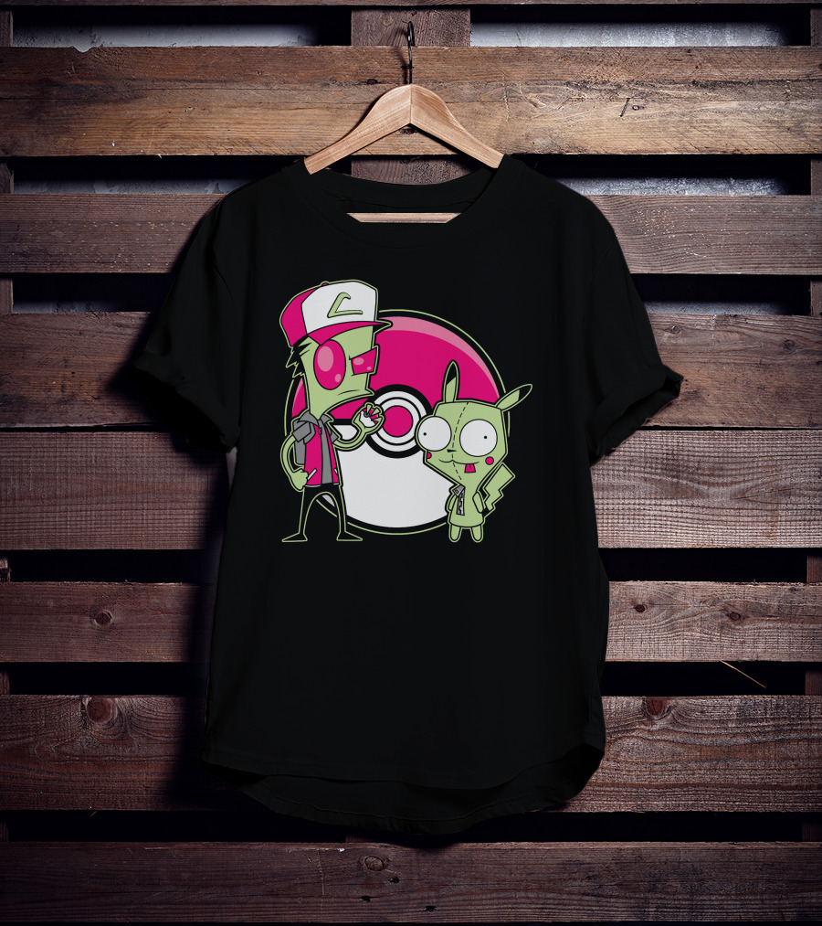 Invader Zim Gir Pikachu Pokemon Trainer Mashup T-Shirt