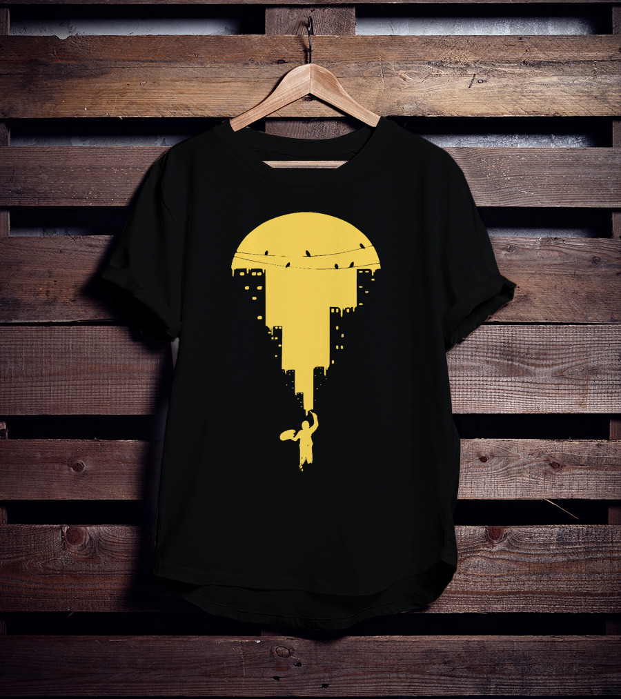 Paint It Orange Dripping Skyline With Birds T-Shirt