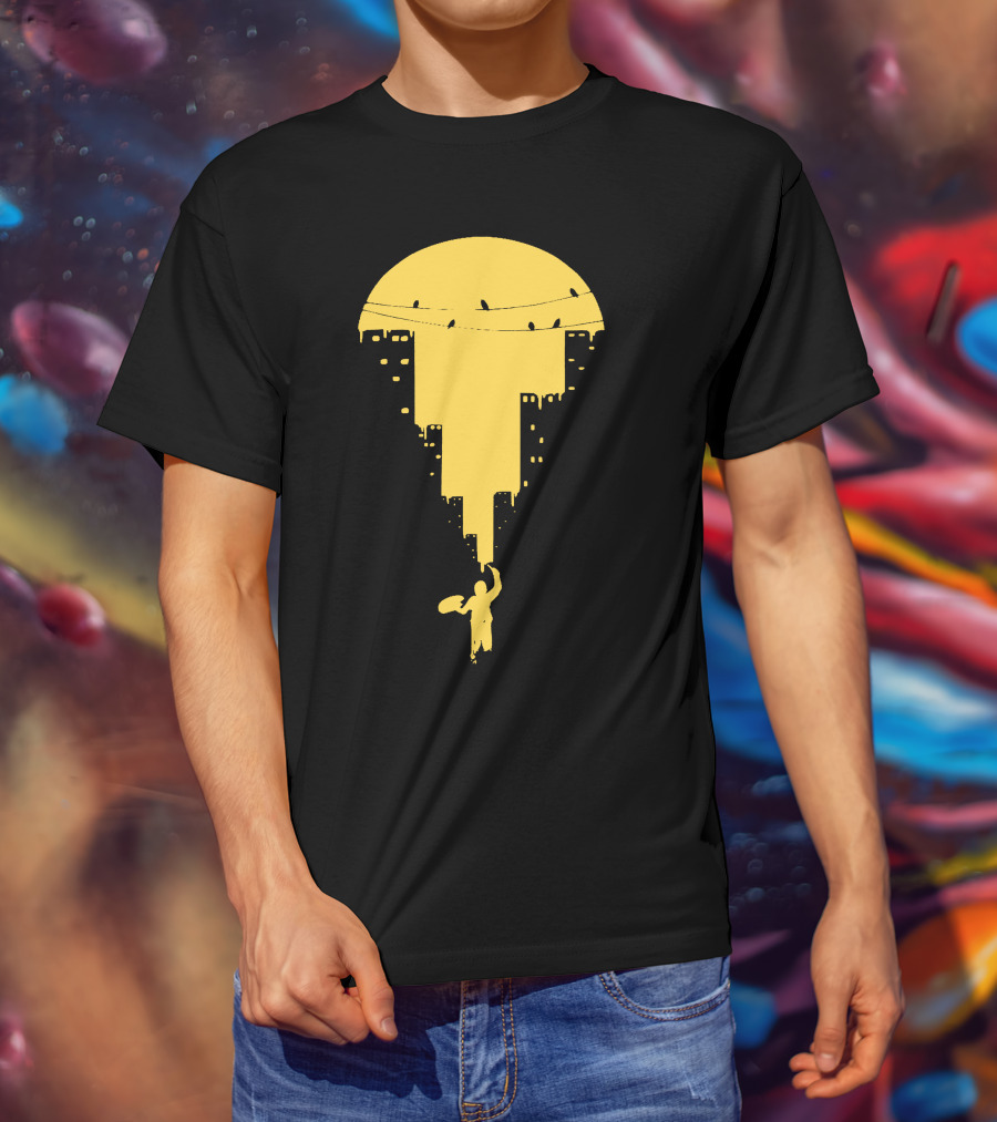 Paint It Orange Dripping Skyline With Birds T-Shirt