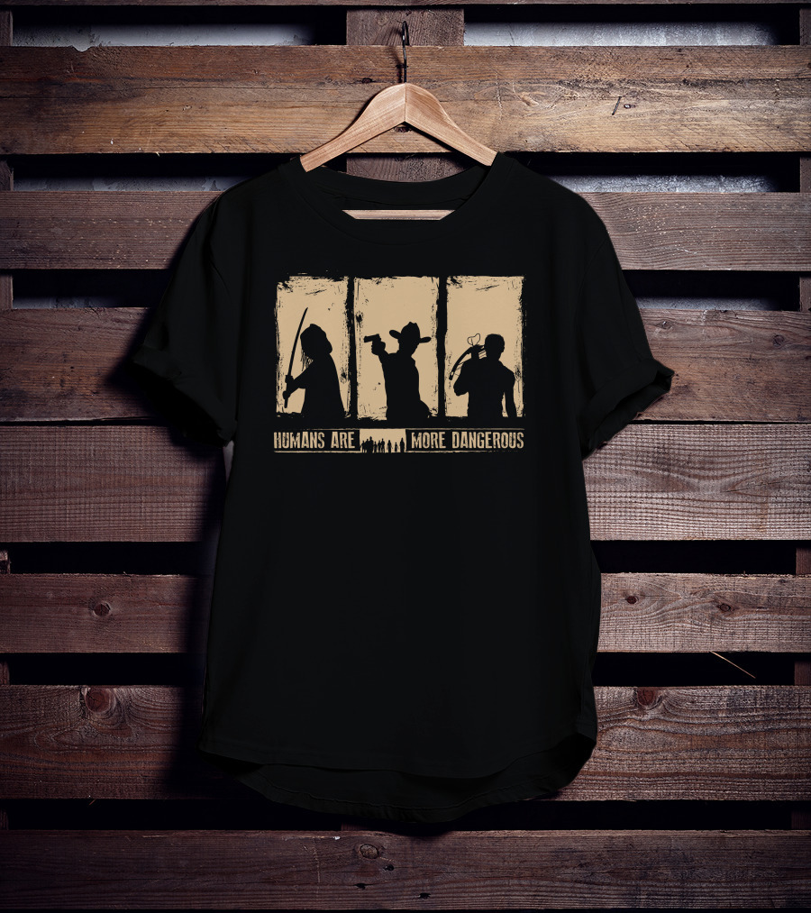 Humans Are More Dangerous Cowboy Gun Bow Hunter T-Shirt
