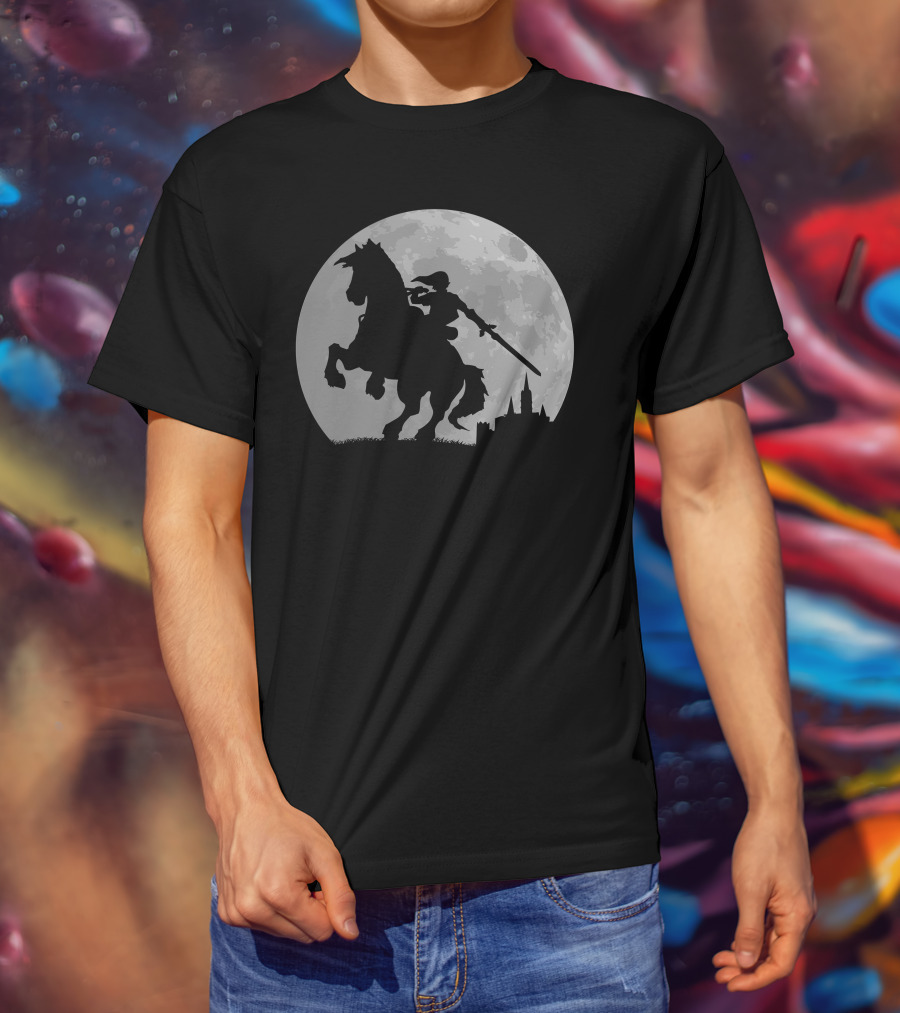 Moonlight Ride Shadow Knight Under Full Moon T-Shirt