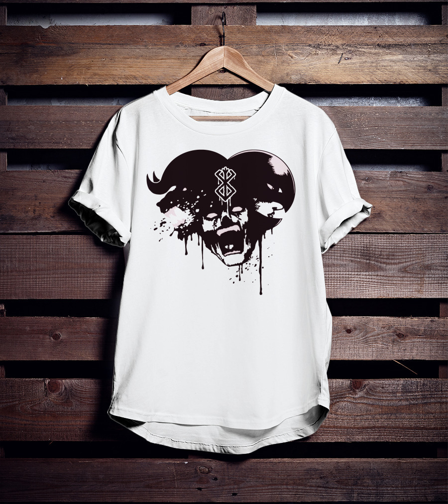 HELL DEMON Scream Symbol Dripping Horns T-Shirt