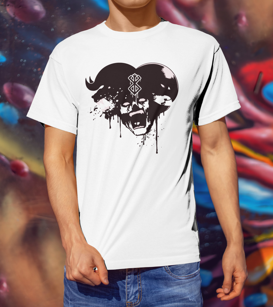 HELL DEMON Scream Symbol Dripping Horns T-Shirt