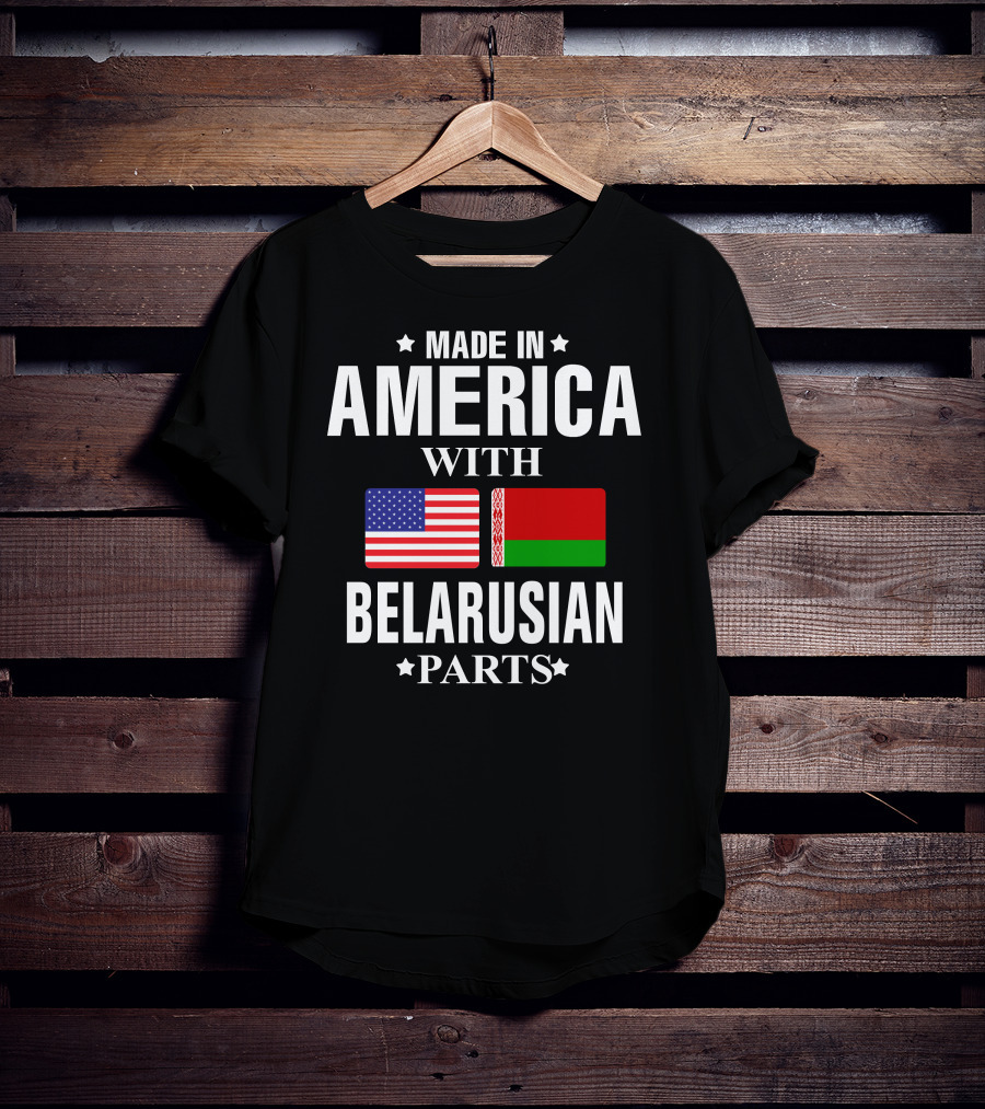 Made IN America With Belarusian Parts USA Belarus Flags T-Shirt