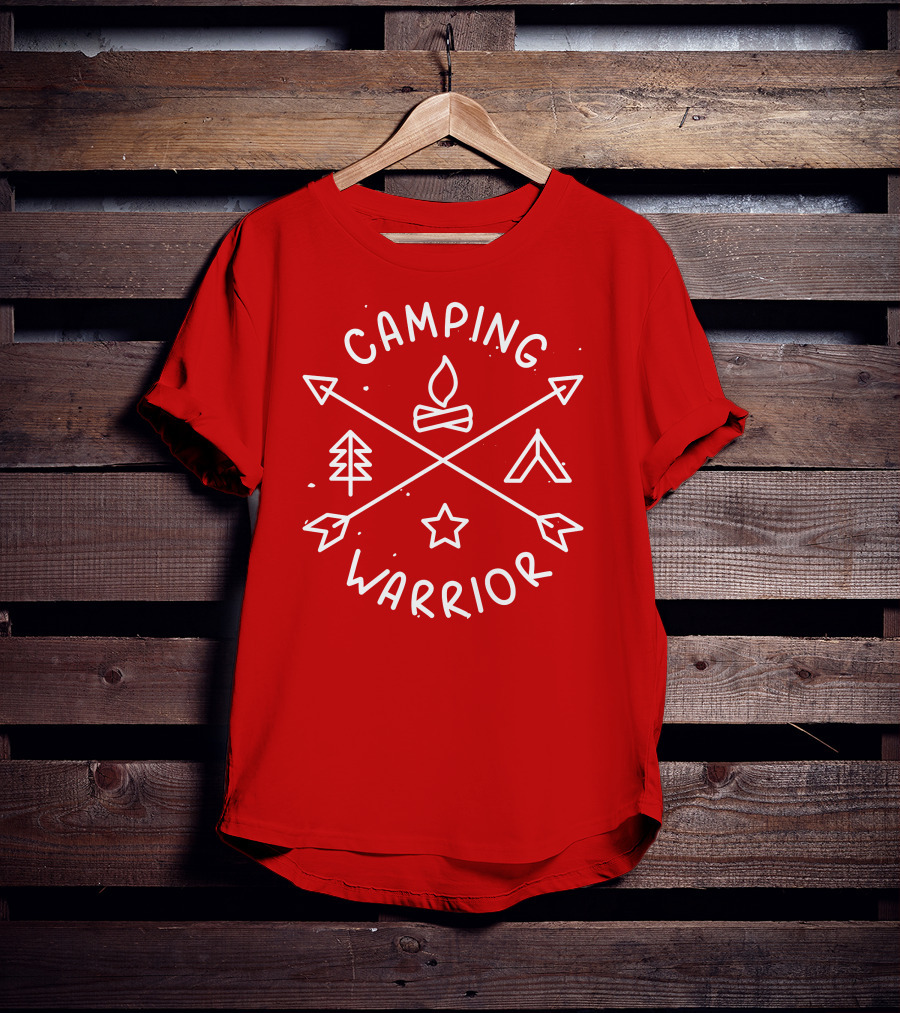Camping Warrior Arrows Fire Tent Tree Star T-Shirt