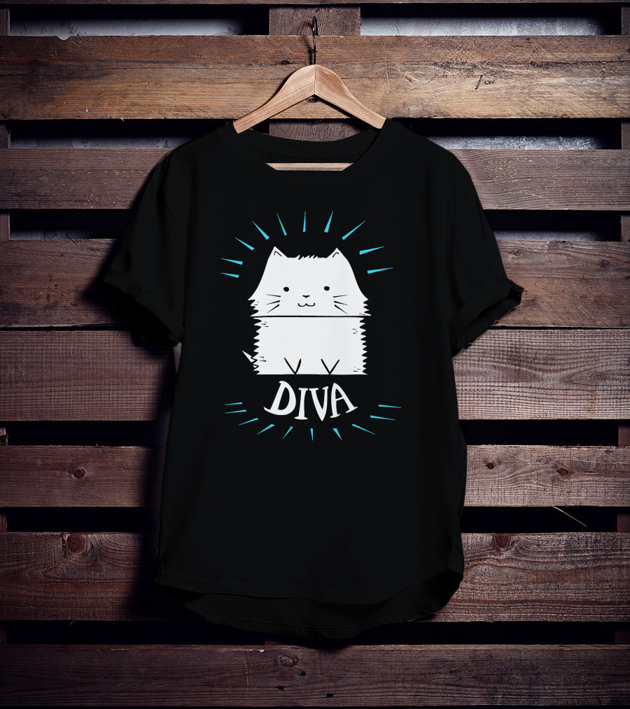 Cat Diva Cute Whiskered Feline T-Shirt