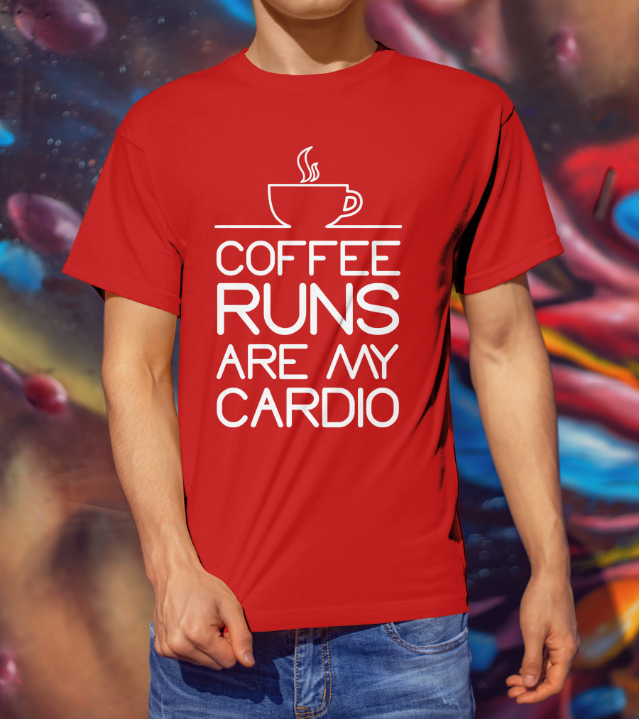 Coffee Runs Are My Cardio Cup Icon T-Shirt