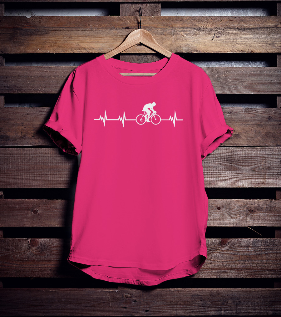 Cycling Heartbeat Bicycle Rider Pulse Line T-Shirt