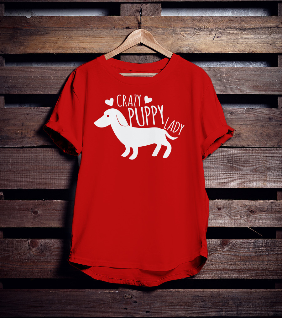 CRAZY PUPPY LADY Dachshund Heart T-Shirt