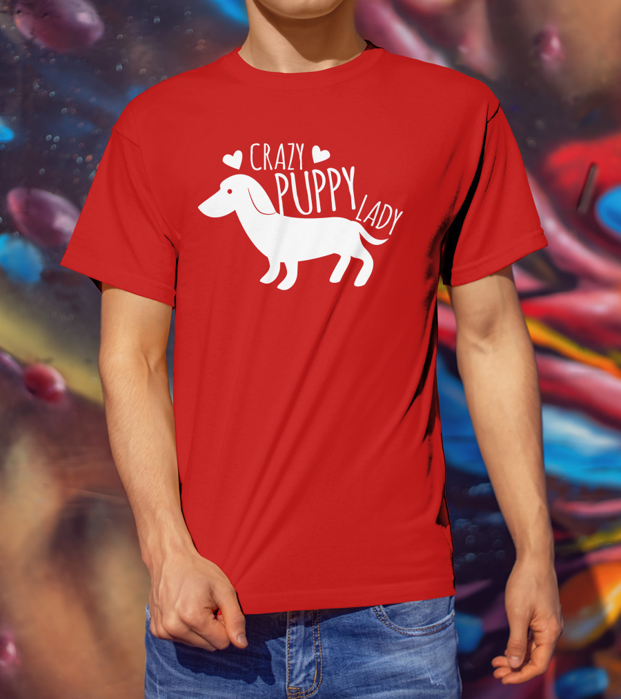CRAZY PUPPY LADY Dachshund Heart T-Shirt