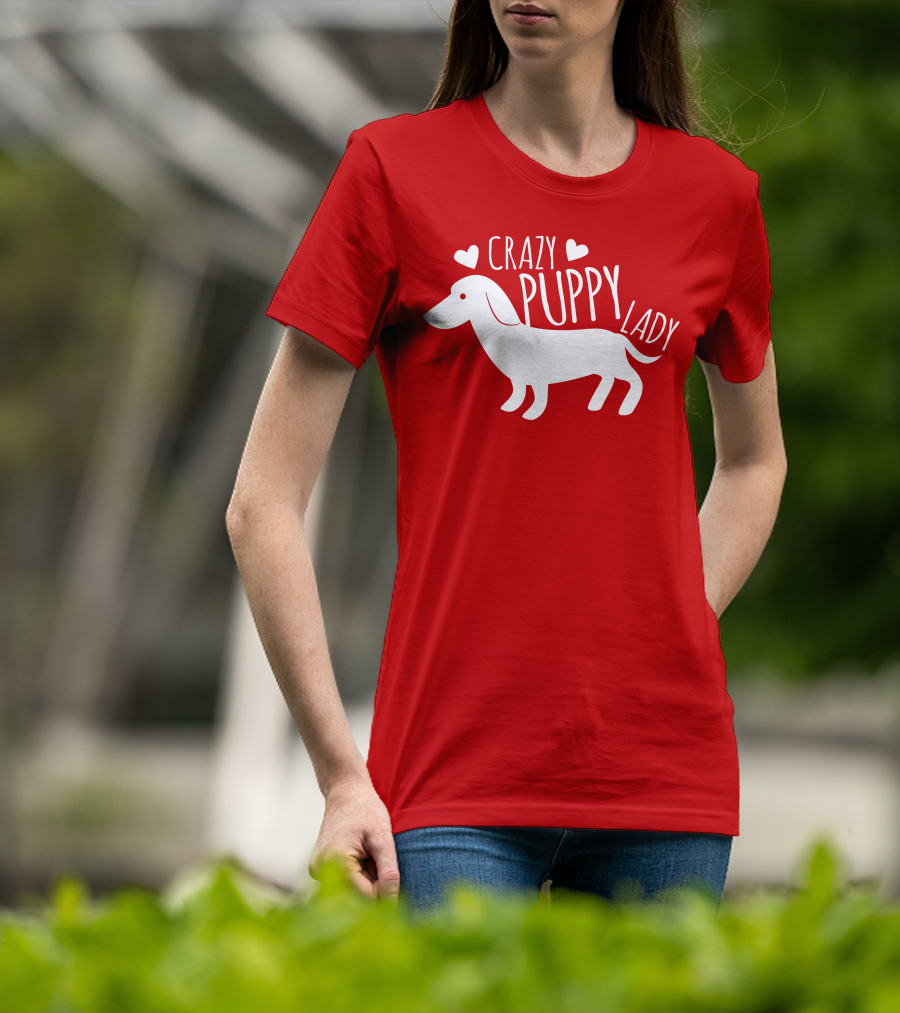 CRAZY PUPPY LADY Dachshund Heart T-Shirt