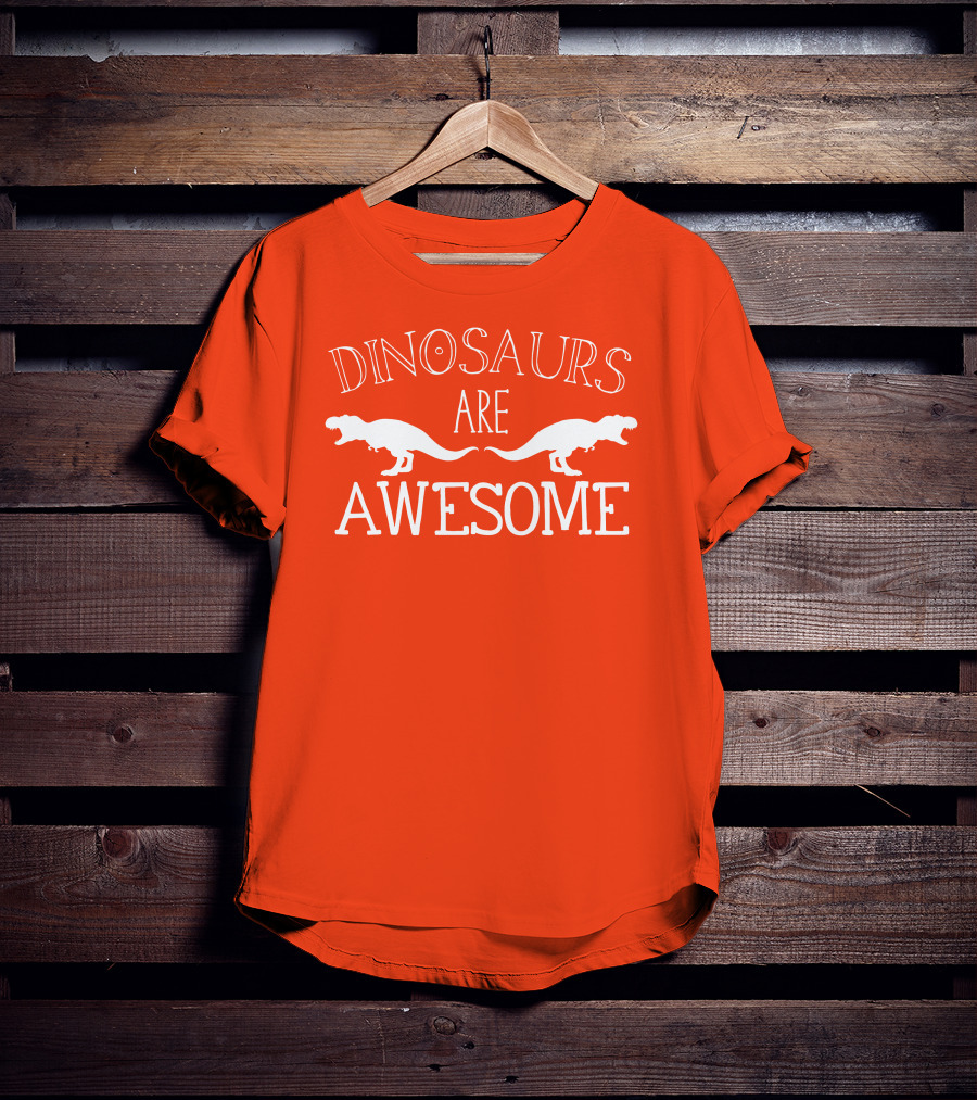 Dinosaurs Are Awesome T-Rex White Text T-Shirt