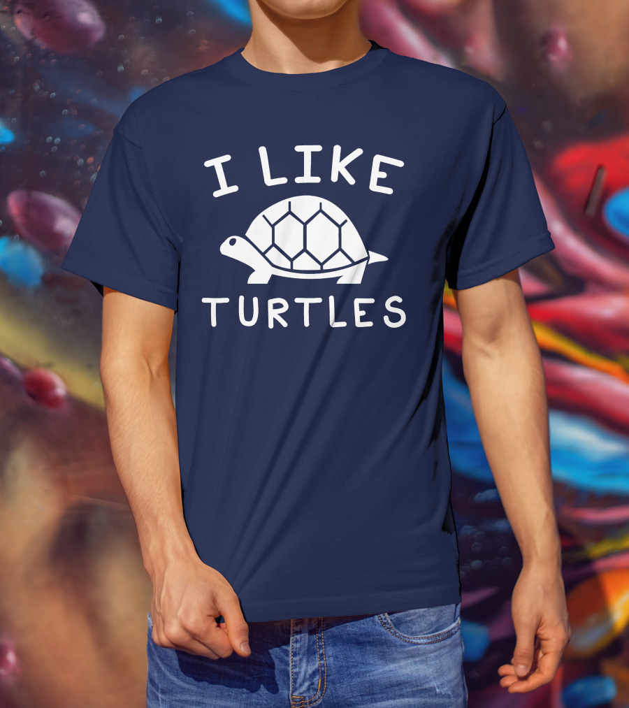 I Like Turtles Funny Tortoise Lover Geometric T-Shirt