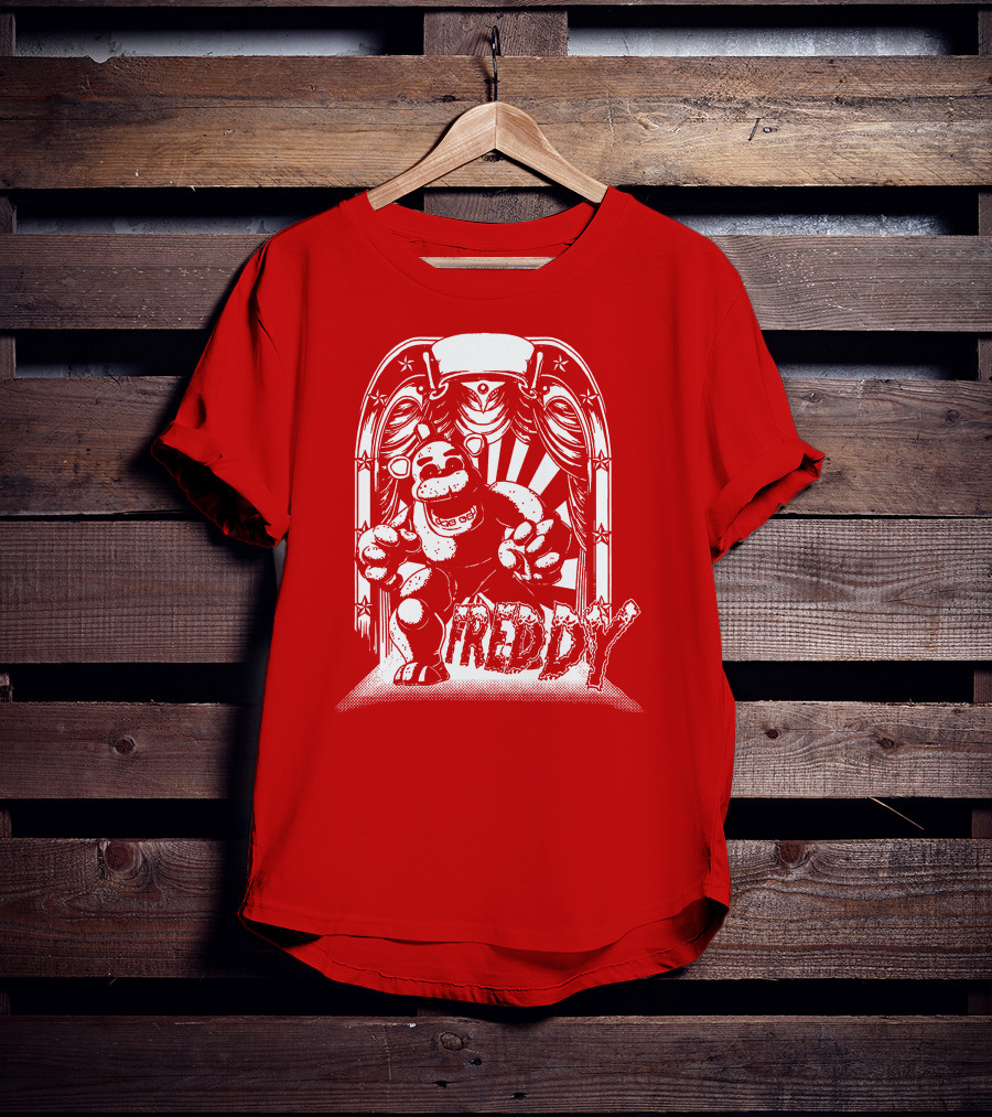 Freddy Fazbear Curtain Stage Retro Archway-style T-Shirt